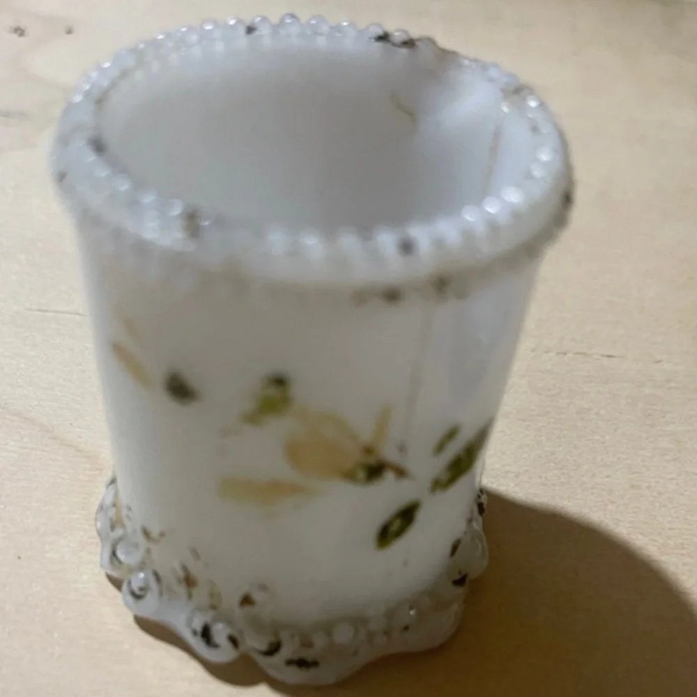 Antique Dithridge Victorian era milk glass vanity set